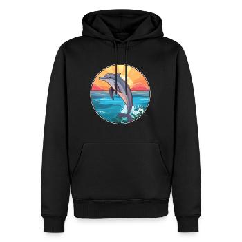 Delfin buntes Aquarell Cartoon Kawaii Tier - Männer Premium Bio Hoodie - Schwarz - Vorne - Nico (187cm)