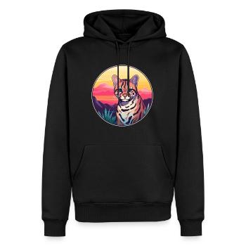 Ocelot Buntes Aquarell Cartoon Kawaii Tier - Männer Premium Bio Hoodie - Schwarz - Vorne - Nico (187cm)