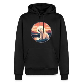 Ours polaire aquarelle colorée dessin animé kawaii animal de compagnie - Sweat à capuche Premium bio Homme - noir - Devant - Nico (187cm)