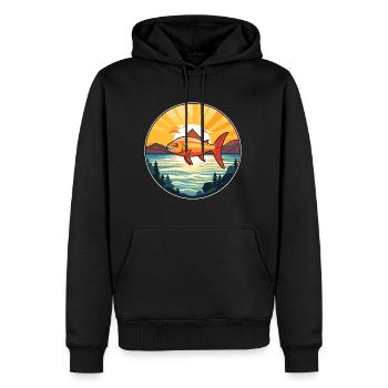Poisson Aquarelle Colorée Dessin Animé Kawaii Animal - Sweat à capuche Premium bio Homme - noir - Devant - Nico (187cm)