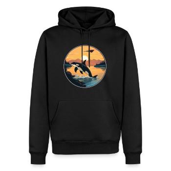 Orca Buntes Aquarell Cartoon Kawaii Tier - Männer Premium Bio Hoodie - Schwarz - Vorne - Nico (187cm)