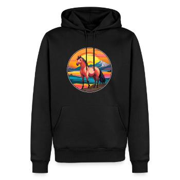 Pferd buntes Aquarell Karikatur Kawaii Tier - Männer Premium Bio Hoodie - Schwarz - Vorne - Nico (187cm)