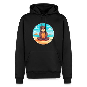 Bär Cartoon Yoga Strand Sommer Illustration - Männer Premium Bio Hoodie - Schwarz - Vorne - Nico (187cm)