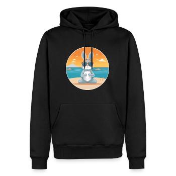 Hasen-Cartoon-Yoga-Strand-Sommer-Illustration - Männer Premium Bio Hoodie - Schwarz - Vorne - Nico (187cm)