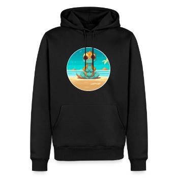 Chameleon Cartoon Yoga Beach Summer Illustration - Men’s Premium Organic Hoodie - black - Front - Nico (187cm)