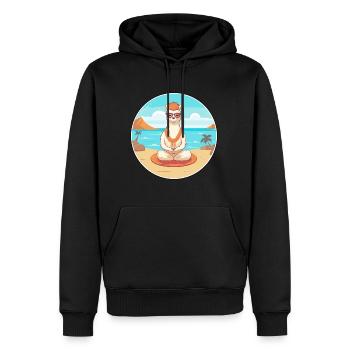 Alpaka Cartoon Yoga Strand Sommer Illustration - Männer Premium Bio Hoodie - Schwarz - Vorne - Nico (187cm)