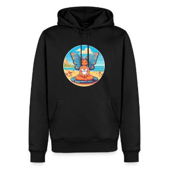 Papillon Cartoon Yoga Plage Illustration D’été - Sweat à capuche Premium bio Homme - noir - Devant - Nico (187cm)