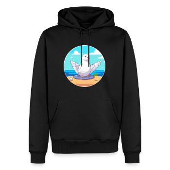 Taube Cartoon Yoga Strand Sommer Illustration - Männer Premium Bio Hoodie - Schwarz - Vorne - Nico (187cm)