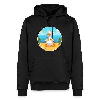 Ente Karikatur Yoga Strand Sommer Illustration - Männer Premium Bio Hoodie - Schwarz - Vorne - Nico (187cm)