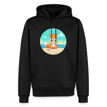 Fox Cartoon Yoga Strand Sommer Illustration - Männer Premium Bio Hoodie - Schwarz - Vorne - Nico (187cm)