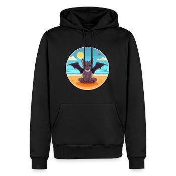 Fledermaus-Karikatur Yoga Strand Sommer Illustration - Männer Premium Bio Hoodie - Schwarz - Vorne - Nico (187cm)
