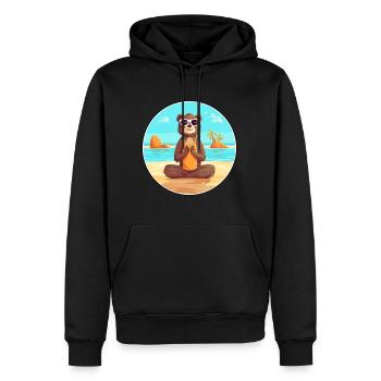 Biber-Karikatur Yoga Strand Sommer Illustration - Männer Premium Bio Hoodie - Schwarz - Vorne - Nico (187cm)