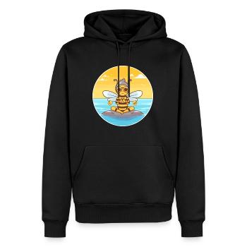 Abeille Cartoon Yoga Plage Illustration D’été - Sweat à capuche Premium bio Homme - noir - Devant - Nico (187cm)
