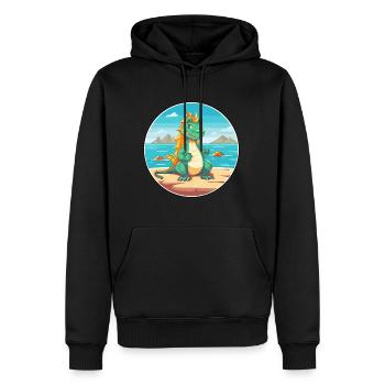 Drachenkarikatur Yoga Strand Sommer Illustration - Männer Premium Bio Hoodie - Schwarz - Vorne - Nico (187cm)