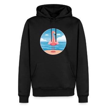 Flamingo Cartoon Yoga Strand Sommer Illustration - Männer Premium Bio Hoodie - Schwarz - Vorne - Nico (187cm)