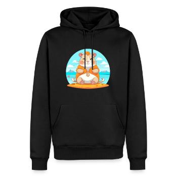 Hamster-Karikatur Yoga Strand Sommer Illustration - Männer Premium Bio Hoodie - Schwarz - Vorne - Nico (187cm)