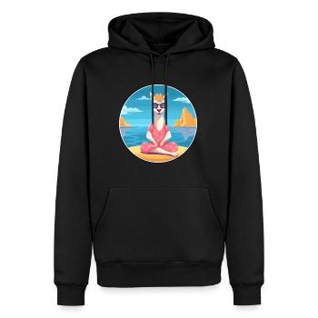 Lama Cartoon Yoga Plage Illustration D’été - Sweat à capuche Premium bio Homme - noir - Devant - Nico (187cm)