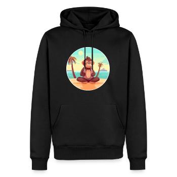 Affe-Cartoon-Yoga-Strand-Sommer-Illustration - Männer Premium Bio Hoodie - Schwarz - Vorne - Nico (187cm)