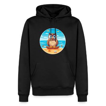 Eule Karikatur Yoga Strand Sommer Illustration - Männer Premium Bio Hoodie - Schwarz - Vorne - Nico (187cm)