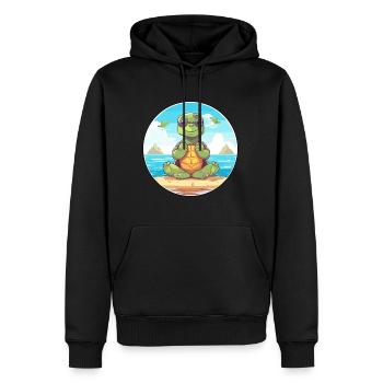 Schildkröte Cartoon Yoga Strand Sommer Illustration - Männer Premium Bio Hoodie - Schwarz - Vorne - Nico (187cm)