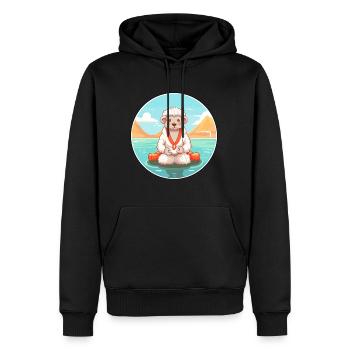 Schaf Karikatur Yoga Strand Sommer Illustration - Männer Premium Bio Hoodie - Schwarz - Vorne - Nico (187cm)