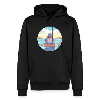Nilpferd Cartoon Yoga Strand Sommer Illustration - Männer Premium Bio Hoodie - Schwarz - Vorne - Nico (187cm)