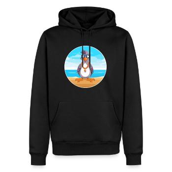 Jay Cartoon Yoga plage Illustration d’été - Sweat à capuche Premium bio Homme - noir - Devant - Nico (187cm)