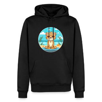 Leopard Cartoon Yoga Strand Sommer Illustration - Männer Premium Bio Hoodie - Schwarz - Vorne - Nico (187cm)