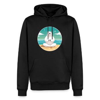 Ours Polaire Dessin Animé Yoga Plage Été Illustration - Sweat à capuche Premium bio Homme - noir - Devant - Nico (187cm)