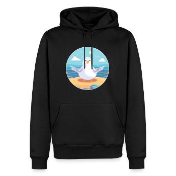 Möwe Karikatur Yoga Strand Sommer Illustration - Männer Premium Bio Hoodie - Schwarz - Vorne - Nico (187cm)