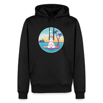 Einhorn-Cartoon-Yoga-Strand-Sommer-Illustration - Männer Premium Bio Hoodie - Schwarz - Vorne - Nico (187cm)
