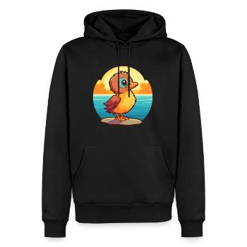 Vogel lustige Karikatur Kawaii Strand Illustration - Männer Premium Bio Hoodie - Schwarz - Vorne - Nico (187cm)