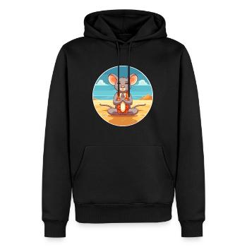 Maus Cartoon Yoga Strand Sommer Illustration - Männer Premium Bio Hoodie - Schwarz - Vorne - Nico (187cm)