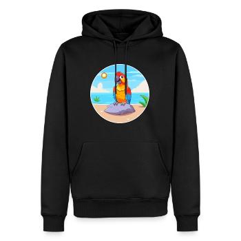 Papagei-Cartoon-Yoga-Strand-Sommer-Illustration - Männer Premium Bio Hoodie - Schwarz - Vorne - Nico (187cm)
