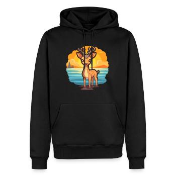 Hirsch-lustige Cartoon-Kawaii-Strand-Illustration - Männer Premium Bio Hoodie - Schwarz - Vorne - Nico (187cm)