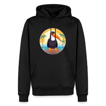 Toucan Cartoon Yoga plage Illustration d’été - Sweat à capuche Premium bio Homme - noir - Devant - Nico (187cm)