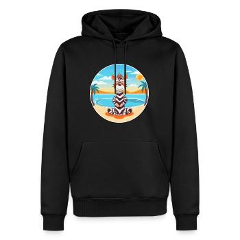 Zebra Cartoon Yoga Beach Summer Illustration - Men’s Premium Organic Hoodie - black - Front - Nico (187cm)