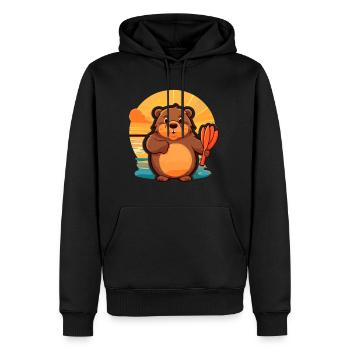 Biber-lustige Cartoon-Kawaii-Strand-Illustration - Männer Premium Bio Hoodie - Schwarz - Vorne - Nico (187cm)
