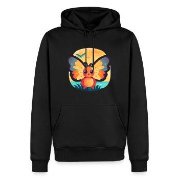 Schmetterling, lustige Cartoon-Kawaii-Strand-Illustration - Männer Premium Bio Hoodie - Schwarz - Vorne - Nico (187cm)