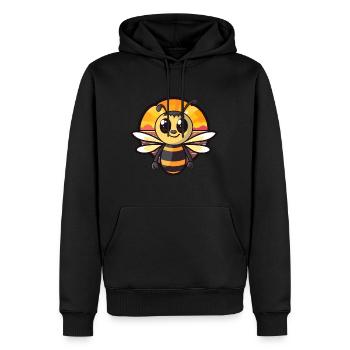 Abeille drôle de dessin animé kawaii plage illustration - Sweat à capuche Premium bio Homme - noir - Devant - Nico (187cm)
