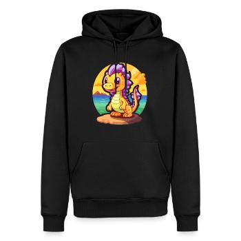 Drache lustige Karikatur Kawaii Strand Illustration - Männer Premium Bio Hoodie - Schwarz - Vorne - Nico (187cm)