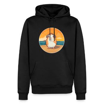 Cochon d'Inde drôle de dessin animé Kawaii plage Illustration - Sweat à capuche Premium bio Homme - noir - Devant - Nico (187cm)