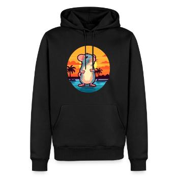 Ratte Lustige Karikatur Kawaii Strand Illustration - Männer Premium Bio Hoodie - Schwarz - Vorne - Nico (187cm)
