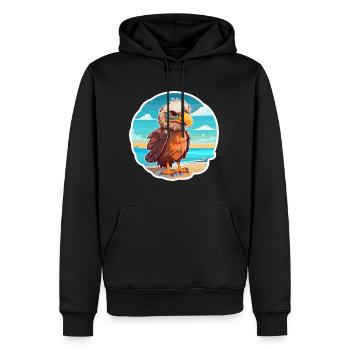 Aigle drôle de dessin animé kawaii plage illustration - Sweat à capuche Premium bio Homme - noir - Devant - Nico (187cm)