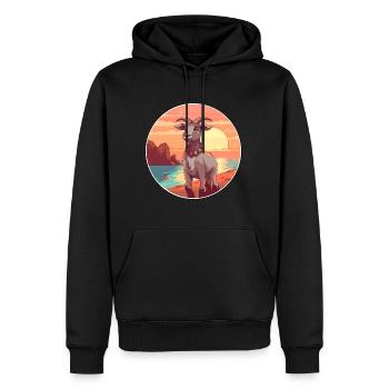 Chèvre Drôle Dessin Animé Kawaii Plage Illustration - Sweat à capuche Premium bio Homme - noir - Devant - Nico (187cm)