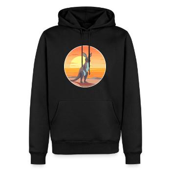 Kangourou drôle de dessin animé kawaii plage illustration - Sweat à capuche Premium bio Homme - noir - Devant - Nico (187cm)