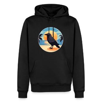 Krähe lustige Karikatur Kawaii Strand Illustration - Männer Premium Bio Hoodie - Schwarz - Vorne - Nico (187cm)