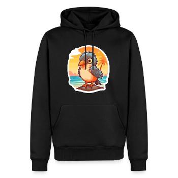 Kuckuck, lustige Cartoon-Kawaii-Strand-Illustration - Männer Premium Bio Hoodie - Schwarz - Vorne - Nico (187cm)