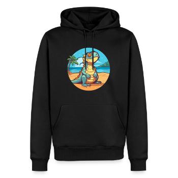 Leguan Lustige Karikatur Kawaii Strand Illustration - Männer Premium Bio Hoodie - Schwarz - Vorne - Nico (187cm)