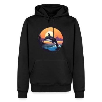 Orca Lustige Karikatur Kawaii Strand Illustration - Männer Premium Bio Hoodie - Schwarz - Vorne - Nico (187cm)